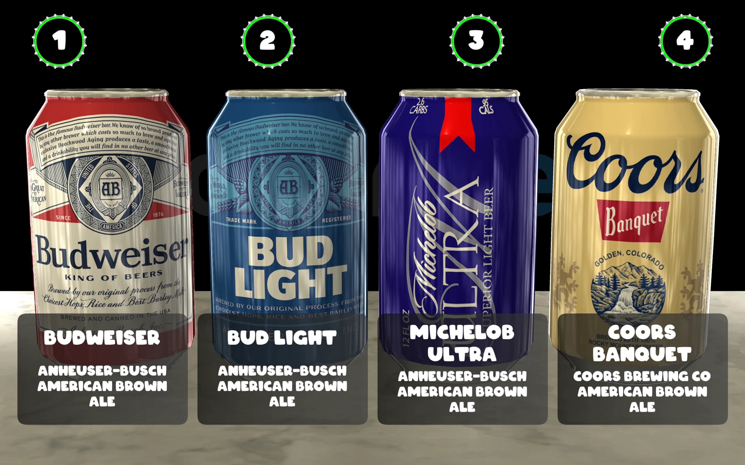 Four-beverage display configuration