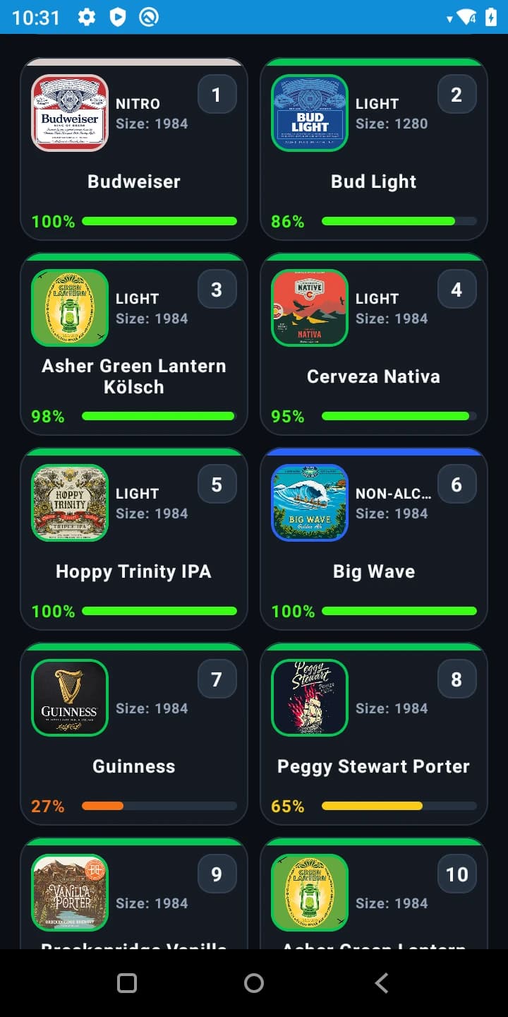 Pourtek handheld faucet and inventory management screen