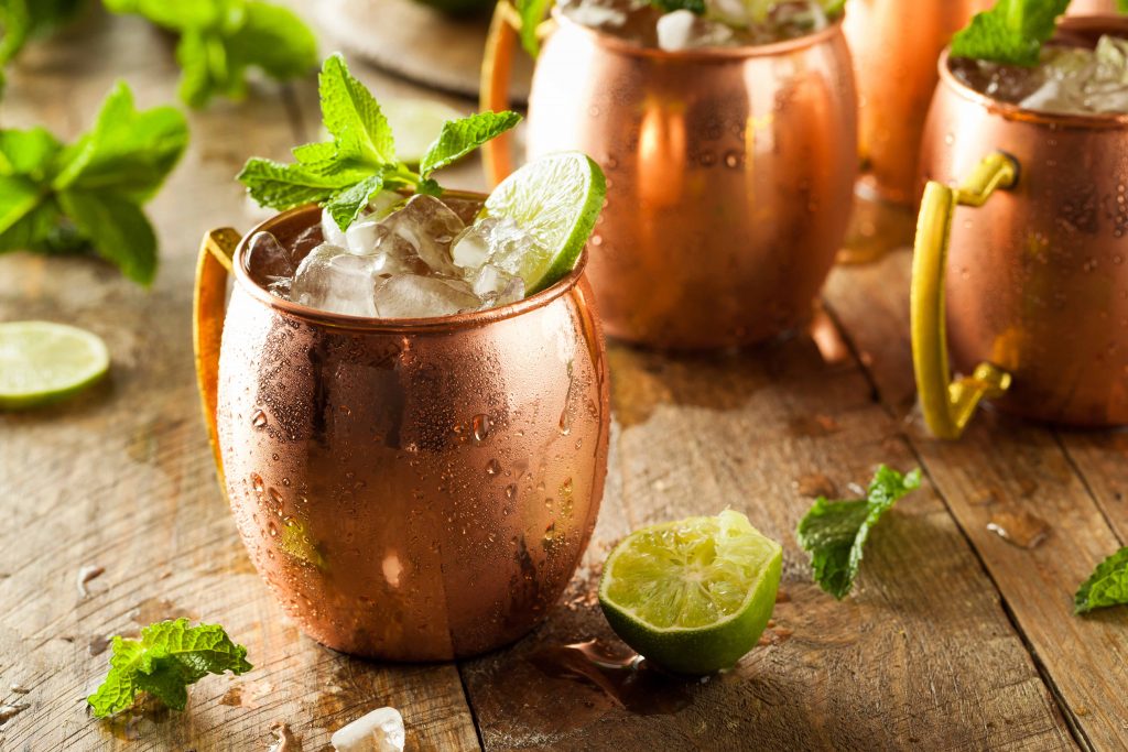 Ice Cold Moscow Mules in Copper Mugs